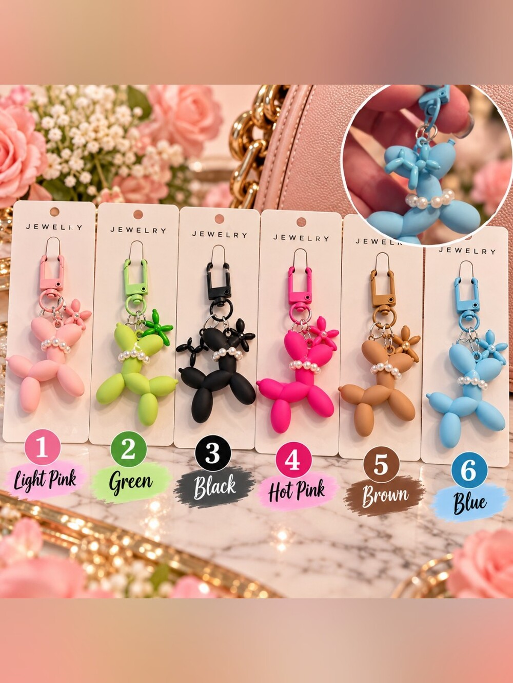 🎈 Balloon Dog Keychain / Purse Charm – Choose Your Color 🐶💕1